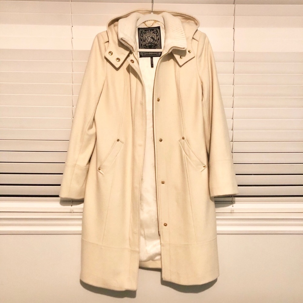 GUESS Ivory Wool-blend Coat - Picture 3 of 8